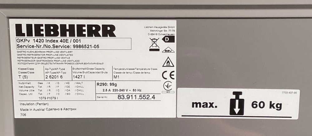 LIEBHERR Profiline GKPv 1420-40E/001 Laborkühlschrank Kl. 5