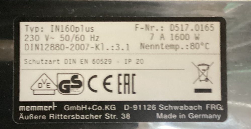 MEMMERT IN 160 plus Incubateur