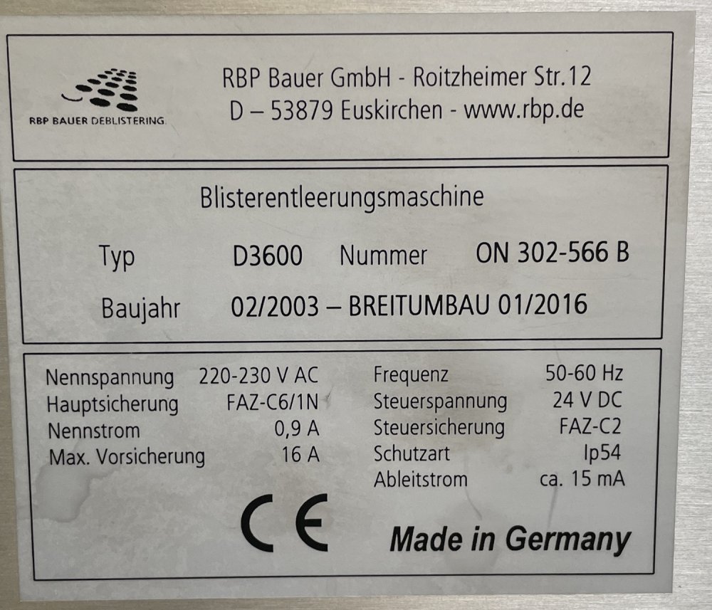 BAUER D 3600 deblistado