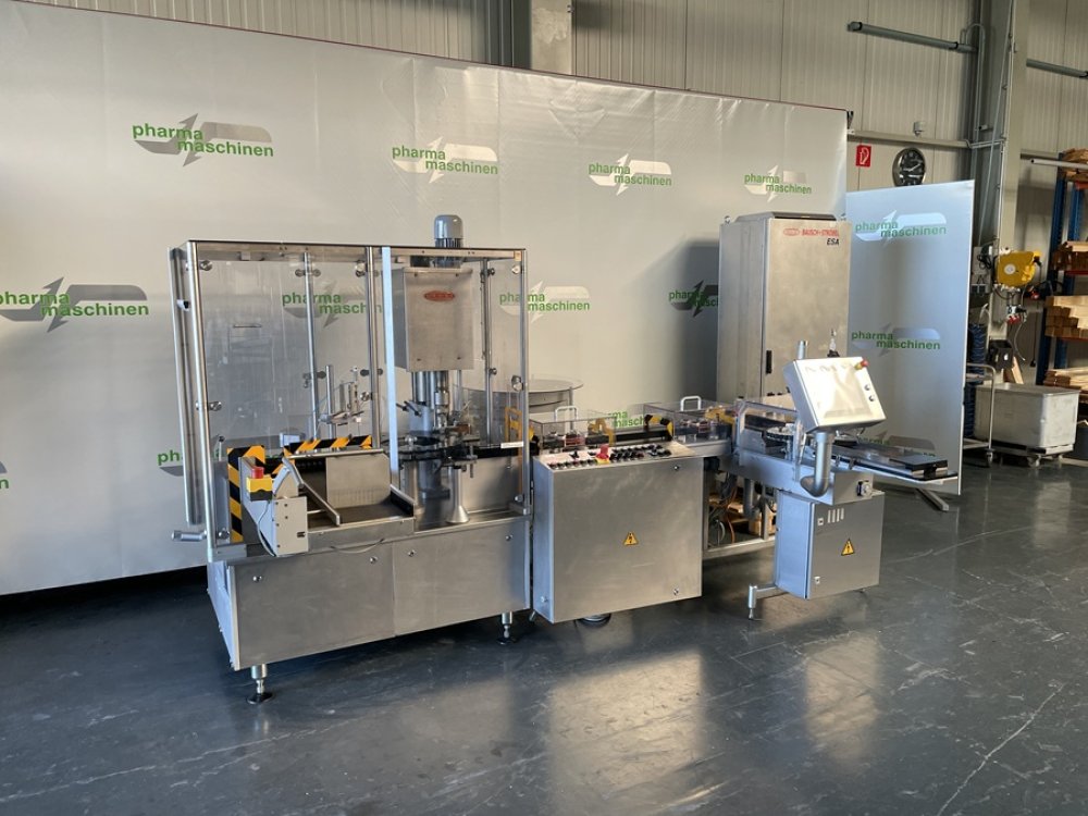 BAUSCH + STRÖBEL Line KSF 1020 + + ESA 1002 Remplisseur de liquides et Visseuse avec étiqueteuse