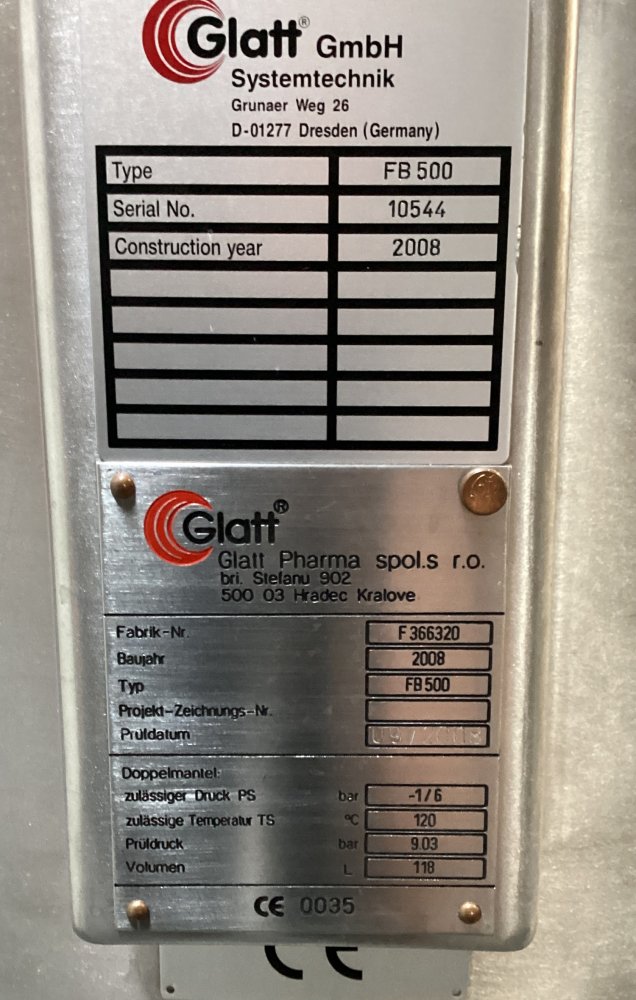GLATT FB 500 L + SINGLE STW 120 Rührwerksbehälter + Heizgerät